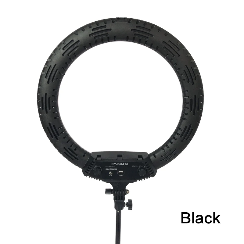 Black 18 дюймовый светодиодный кольцевой светильник 65W 3200-5600K фотографии светильник s, кольцевая лампа приглушенного фотостудия светильник для мобильного телефона в реальном времени для макияжа - Цвет: Black