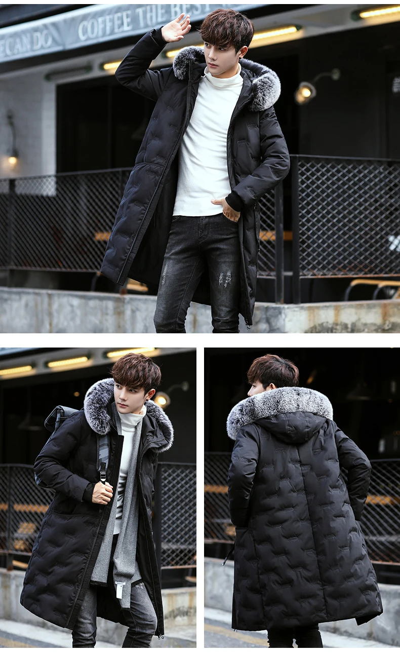 para baixo jaqueta masculina coreano grosso casaco