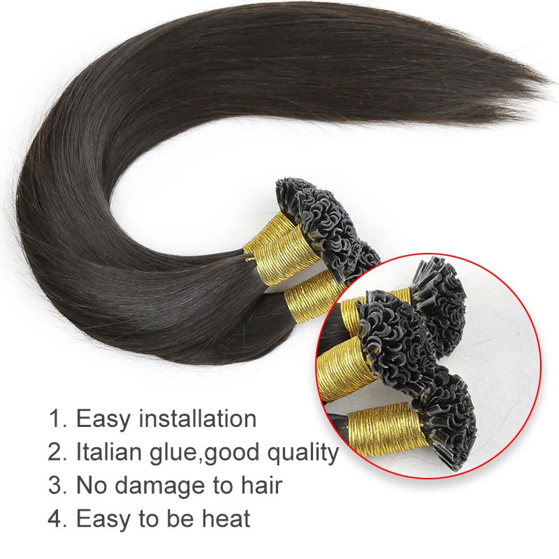 U Tip Natural Hair Extensions Capsule Nail Brazilian Machine Remy Smoothing Keratin Highlight Fusion Human Hair Capsules 1g/pc