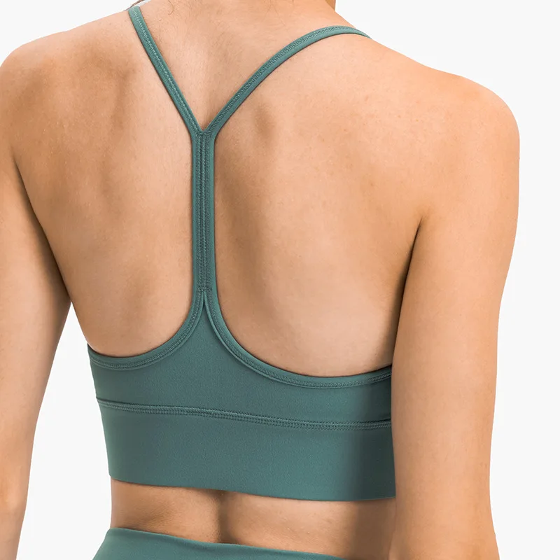 Solid Color Fitness Women Sports Bra Crop Top Tights Yoga Vest Gym Tank Workout Training No Rims Removable Chest Pad Breathable