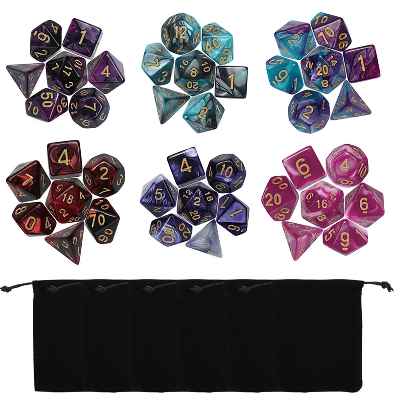 

42Pcs two-color dnd dice sets multi-faced dice TRPG game polyhedron D20 acrylic entertainment happy dice Игральные кости 30A20