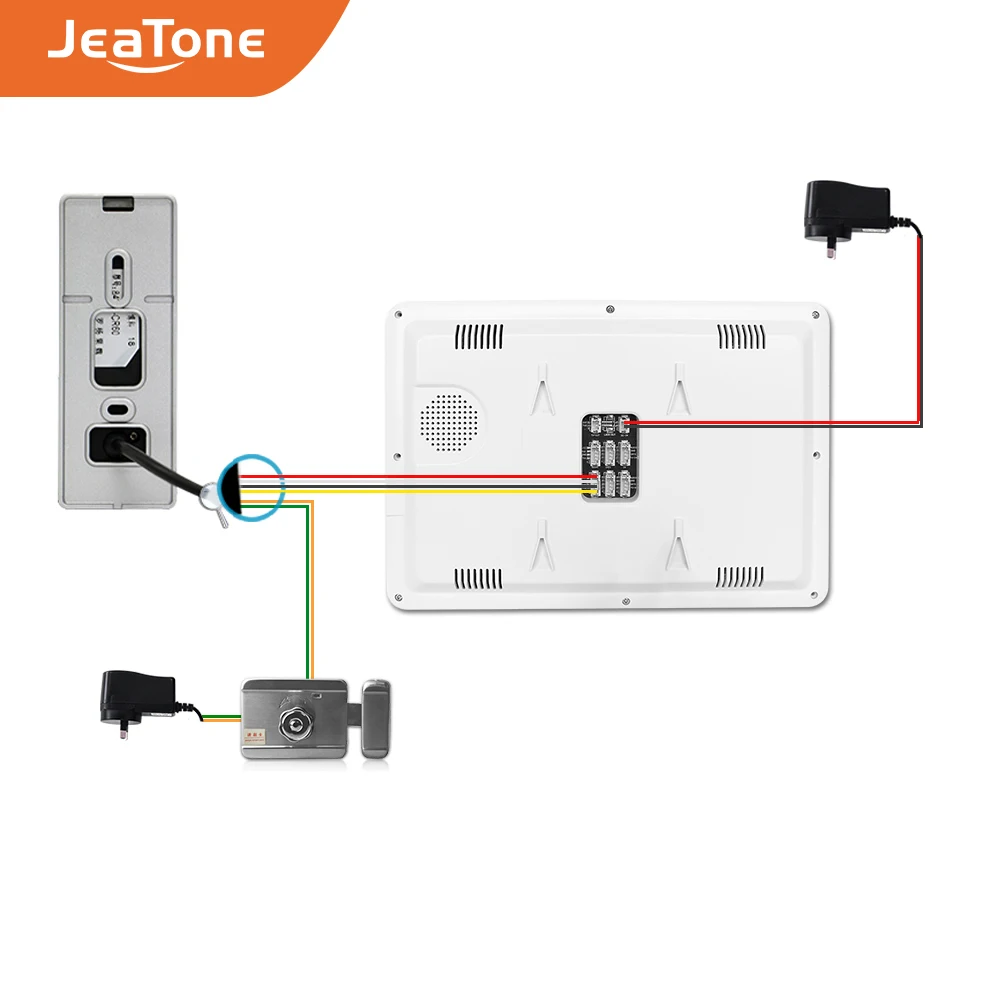 Видеодомофон JeaTone с цветным TFT монитором 10 дюймов ИК камера ночного видения
