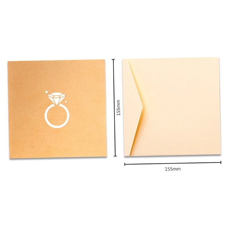 3D Pop Up Ring Wedding Invitation Card Birthday Christmas Mother's Day Gif D08D - 4000357761925