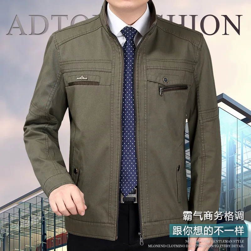 

Autumn New Style Middle-aged MEN'S Erect-collar Jacket Men's Plus-sized Daddy Clothes Casual Coat Autumn Clothing