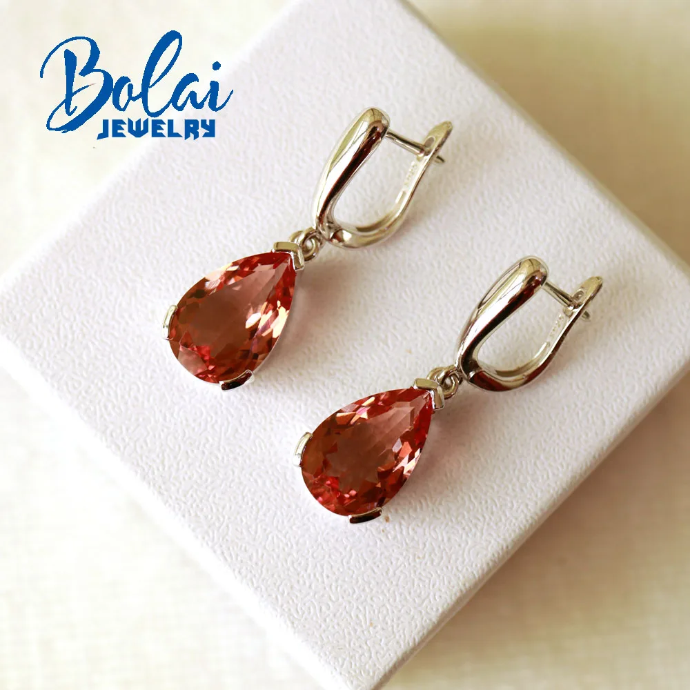 Bolaijewelry, серьги из зултанита, 925 пробы, серебро, ювелирные изделия, груша 10*15 мм, драгоценный камень, создан, цвет, изменить, элегантные для девочек, gif