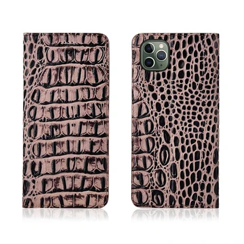 

Crocodile pattern genuine leather magnetic case card slot for iphone 11 Pro Max/iphone 11 Pro/iphone 11 phone bag funda case
