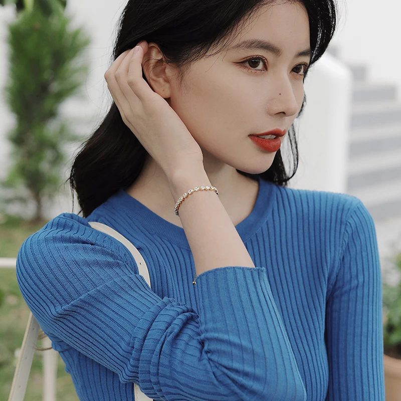 Luxury Premium Zircon Gold Pull Adjustable Bracelets For Woman 2021 Korean Fashion Jewelry Wedding Party Girl's Simple Bracelet - Image 3