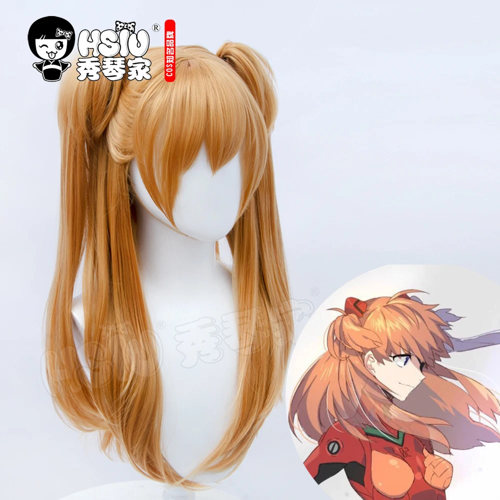 「 HSIU Brand 」 ЕВА АСУКА Лэнгли косплей парик коричнево-красный двойной конский