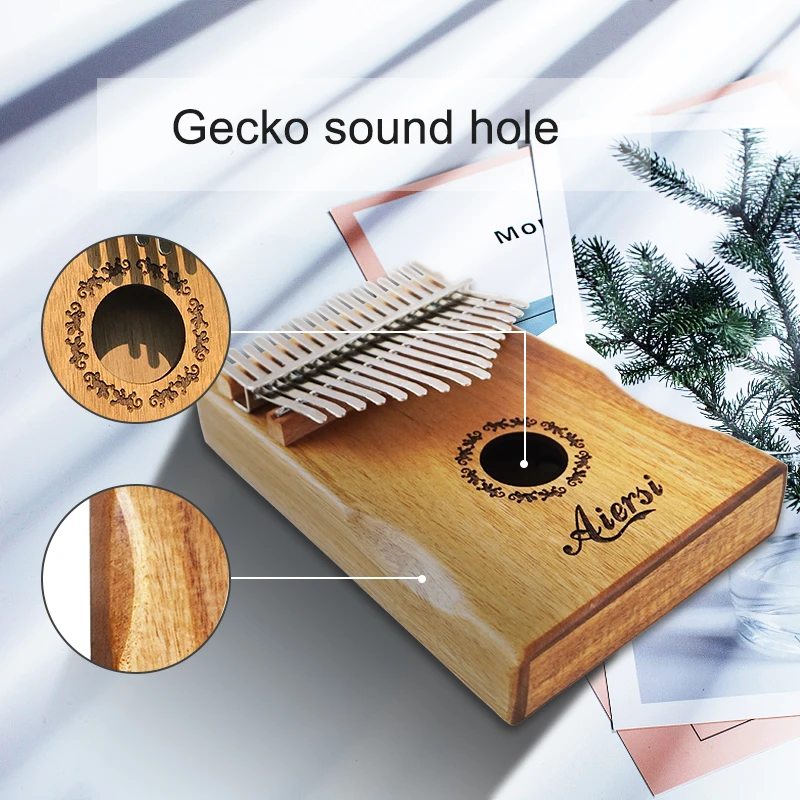 Aiersi Solid Koa 17 клавиш Gecko Kalimba большой палец пианино Calimba музыкальный подарок с песней