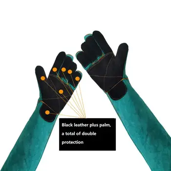 Pet Bite-odporne rękawice dwuwarstwowa skórzana podkładka podporowa Cat Dog Cutting-proof Anti-thorn Pet Gloves Pet Handling Gloves tanie i dobre opinie CN (pochodzenie) RUBBER Skóra