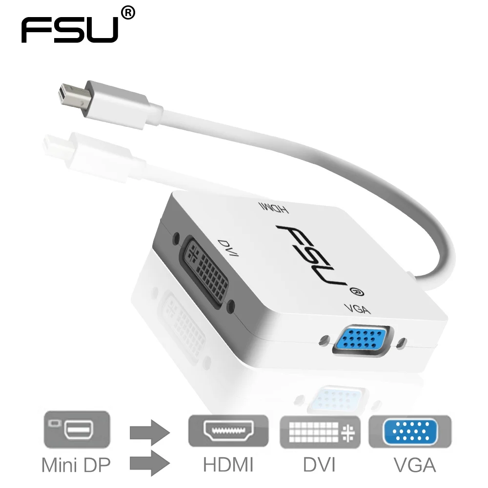 3 в 1 Mini DP порт дисплея Thunderbolt к HDMI/DVI/VGA Кабель-адаптер для Apple MacBook Pro | Электроника