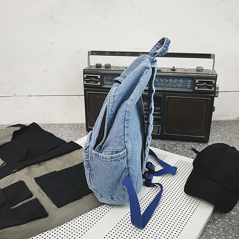 Винтажный потертый Джинсовый Рюкзак, многофункциональная дорожная сумка для девочек, школьные сумки