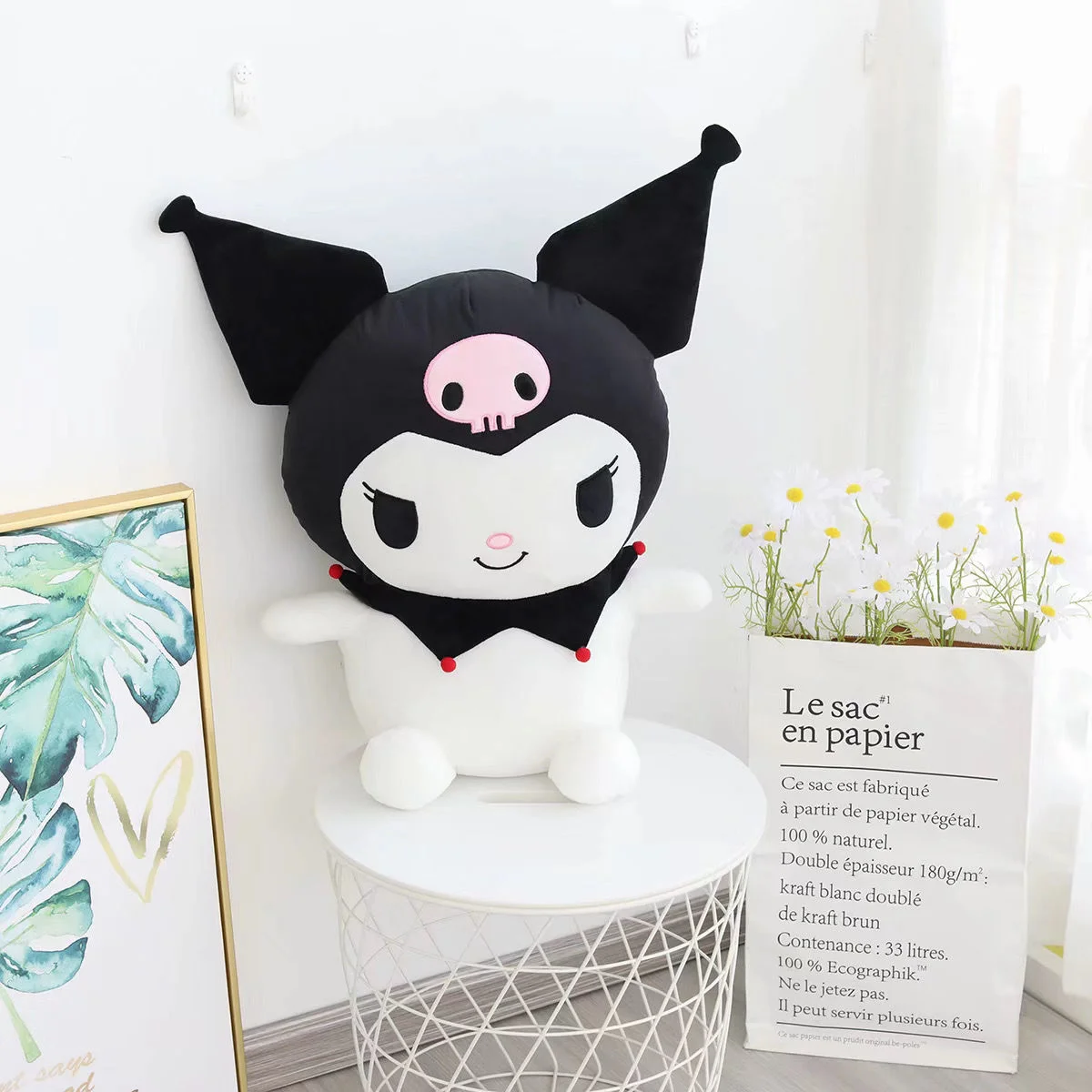 65cm Big Kuromi Plush Toy Kawaii Anime Giant Kuromi Stuffed Doll Bedside Cushion Lovely Room Decoration