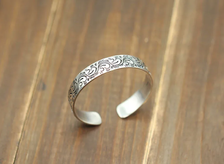 

Thai Silver Accessories Simple Arabesque Adjustable Bracelet Fine Silver 925 Cool Retro Carved zuo jiu kuan Bracelet