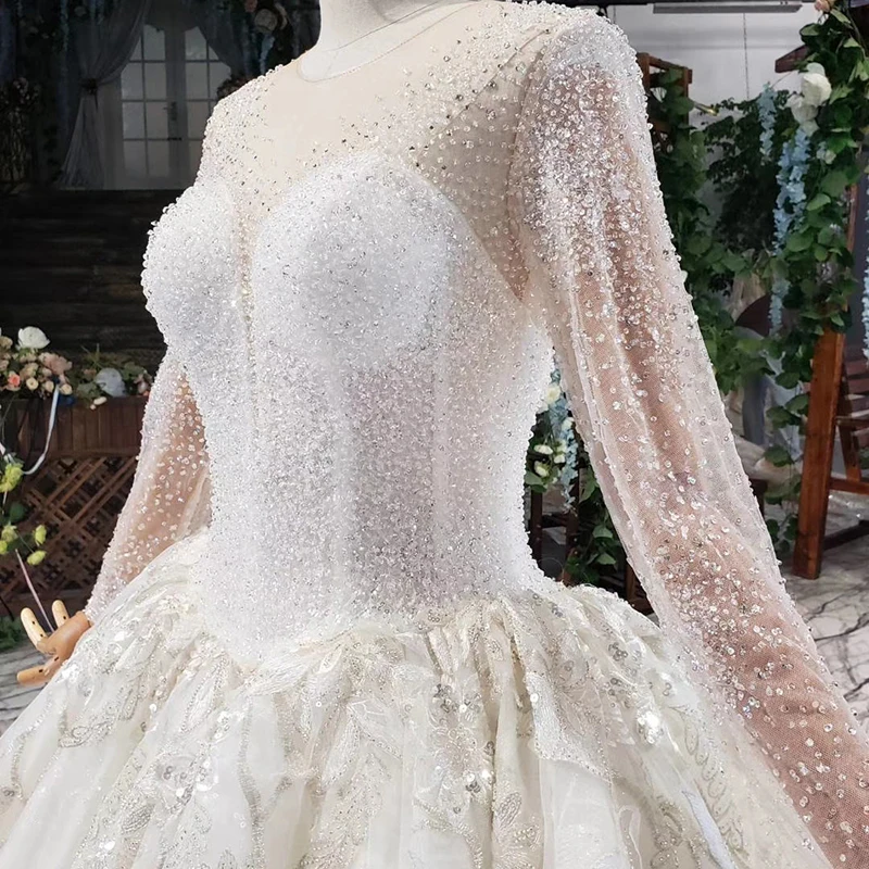 BacklakeGirls Роскошные Часовня Поезд бальное платье Свадебные платья Robe De Mariee Великолепные Свадебные платья с бусинами Vestido De Noiva