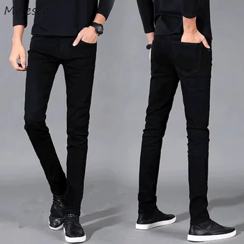 

Jeans Men Spring Autumn New Arrival Slim Tight Flexibility Jean Cowboy Black Male Mens Thick Casual Long Trousers High Quality