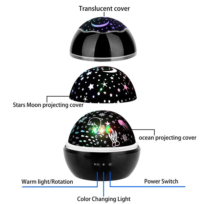 Детский Ночник проектор Звездное небо Звезда Мастер вращающийся ночник Рождественский свет USB проекция дети спящий светодиодный
