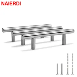 NAIERDI 20PCS Stainless Steel T Bar Furniture Handle Brushed Gold Kitchen Handle Black Cabinet Pull with Cuttable Bamboo Screw