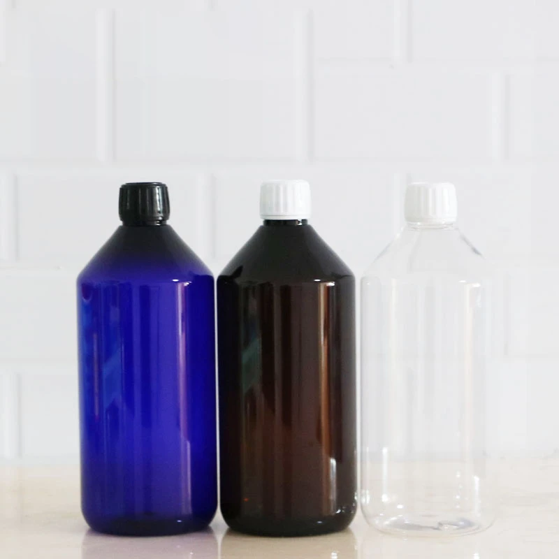 5pcs 1000ml Empty Brown Round Cosmetic Bottles With Screw Cap Big Size Lotion Plastic Container With Stopper Diy Blue Bottle Refillable Bottles Aliexpress