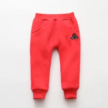 Г. Осень-зима, стиль, Детские хлопковые брюки средних и маленьких размеров плотные двухслойные повседневные брюки для детей с вышитым автомобилем