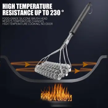 

Black 201 Stainless Steel Wire BBQ Brush Barbecue Cleaning Brush Convenient DIY Oven Home Economic Handle Cooking Kitchen