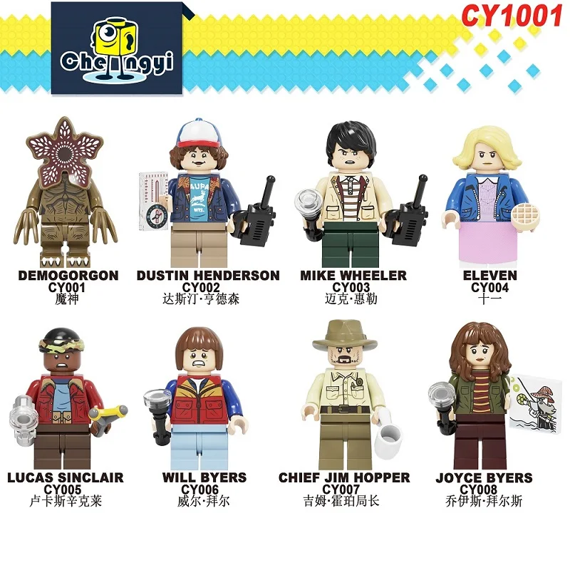 

Single Sale Stranger Things Demogorgon Dustin Henderson Mike Wheeler Eleven Will Byers Figures Building Block Toy CY1001