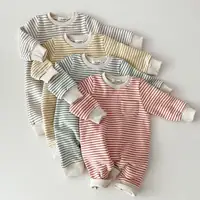 Newborn Baby Striped Romper Spring Infant Boys Girls Casual Jumpsuit Toddler Kids Fleece One-piece Babies Warm Winter Clothes 1