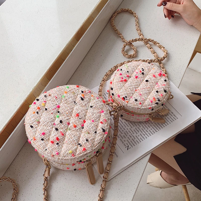 

S.IKRR Winter Chain Bag 2 Size Women Bags Fashion Tweed Crossbody Bags for Women 2020 Chain Shoulder Handbags Female Hand Bag