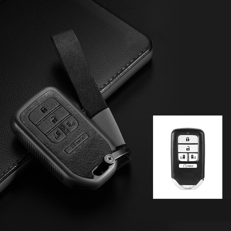 J-Black Замшевый кожаный чехол-брелок для автомобиля для Honda Civic Accord Pilot CRV City Odyssey Fit Freed Vezel Jazz - Название цвета: J-Black
