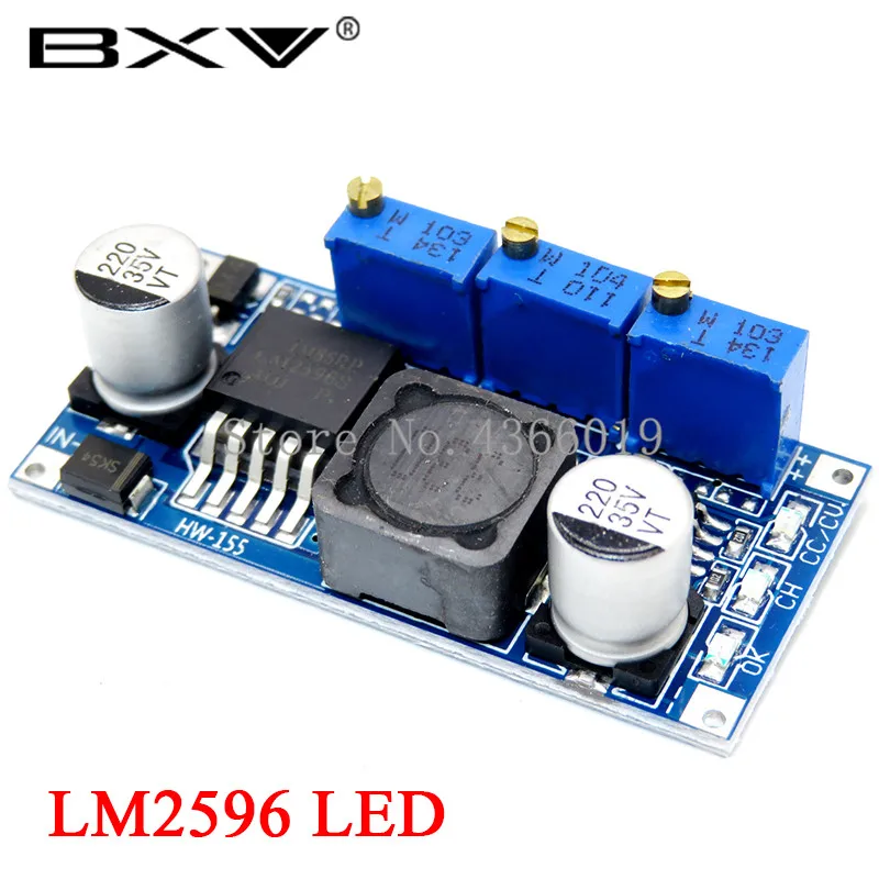 1 шт. LM2596 LM2596S LM2596HVS adjustable 4,5-40 в Регулируемый понижающий модуль питания - Цвет: LM2596 LED