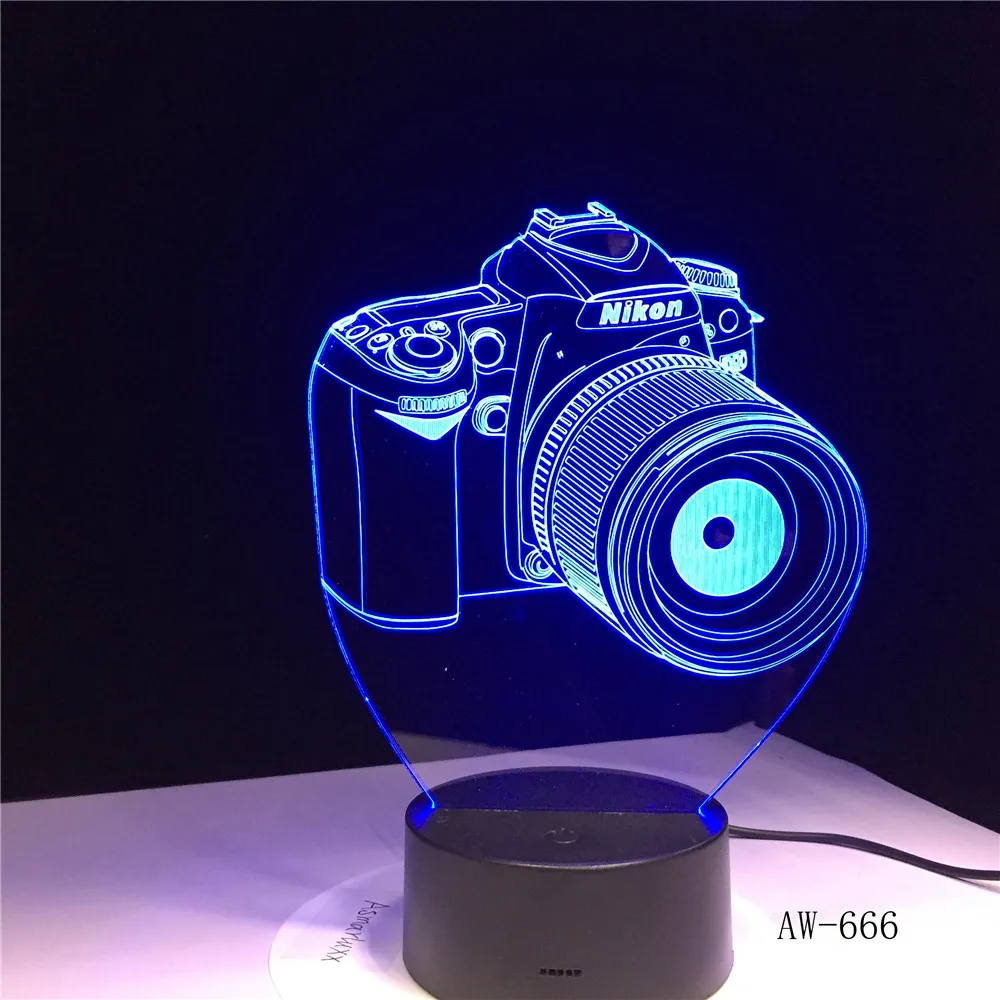 Светодиодный светильник для развлекательной камеры, 3D светодиодный светильник, цветной проекционный 3d-светильник, 2D акриловая панель, лампа для офиса, AW-666