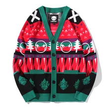 Полный однобортный повседневный хлопок Новое поступление осень Рождество Ele мужской т v-образным вырезом мужской свитер-кардиган и женское цветное пальто