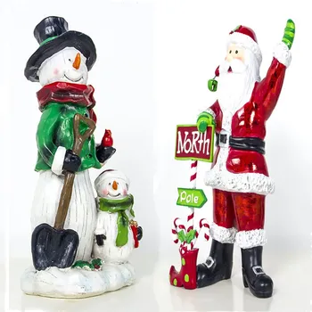 

Colorful Painted Resin Crafts Snowman Santa Claus Dolls Garden Table Desk Tree Decors Kids Gift Christmas Decorations for Home
