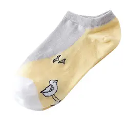 Тапочки короткие носки с принтом милые счастливые носки женские кроссовки с подпяточником лайнер смайлик мультфильм картинки невидимые