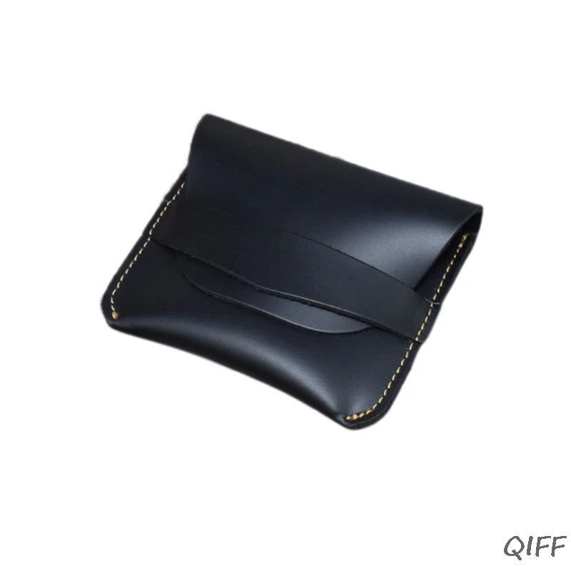 Unisex Genuine Leather Coin Card Key Case Change Pouch Mini Purse Wallet Bag - Цвет: BK2