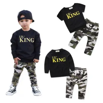 

2pcs Toddler Infant Kid Baby Boys T-shirt Tops + Long Pants Outfits King Print Baby Casual Clothes Set 1-6Y