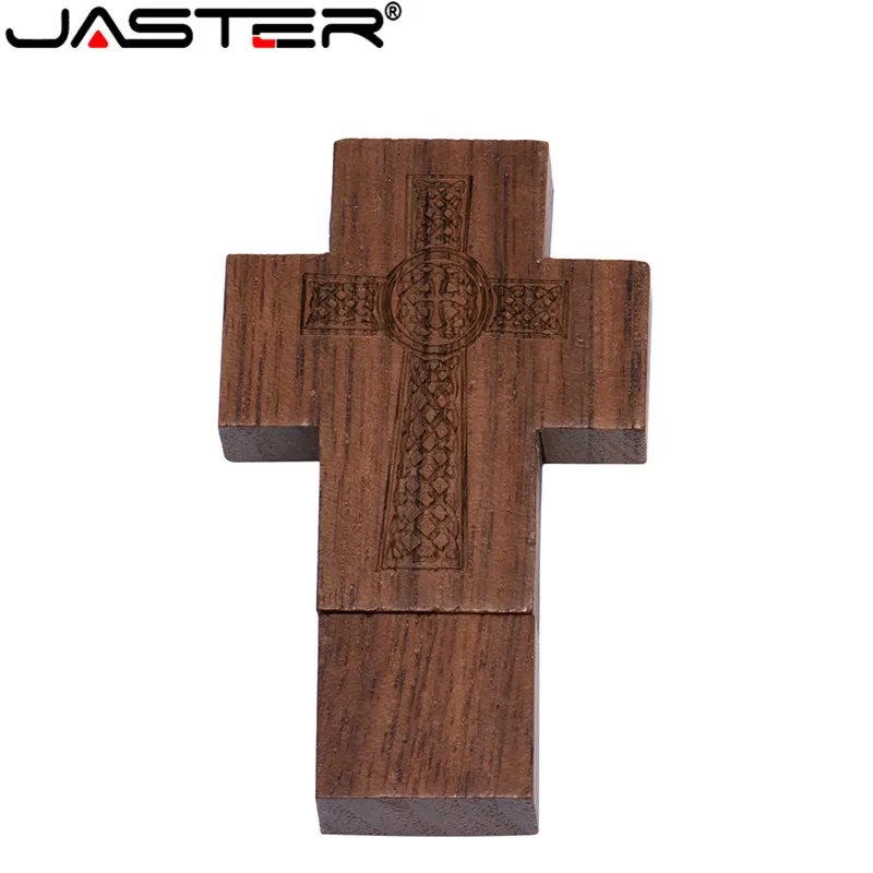 JASTER Creative walnut wooden cross usb flash drive with Humu push pull box 2.0 4GB/8GB/16GB/32GB/64GB/128GB memory U disk|USB
