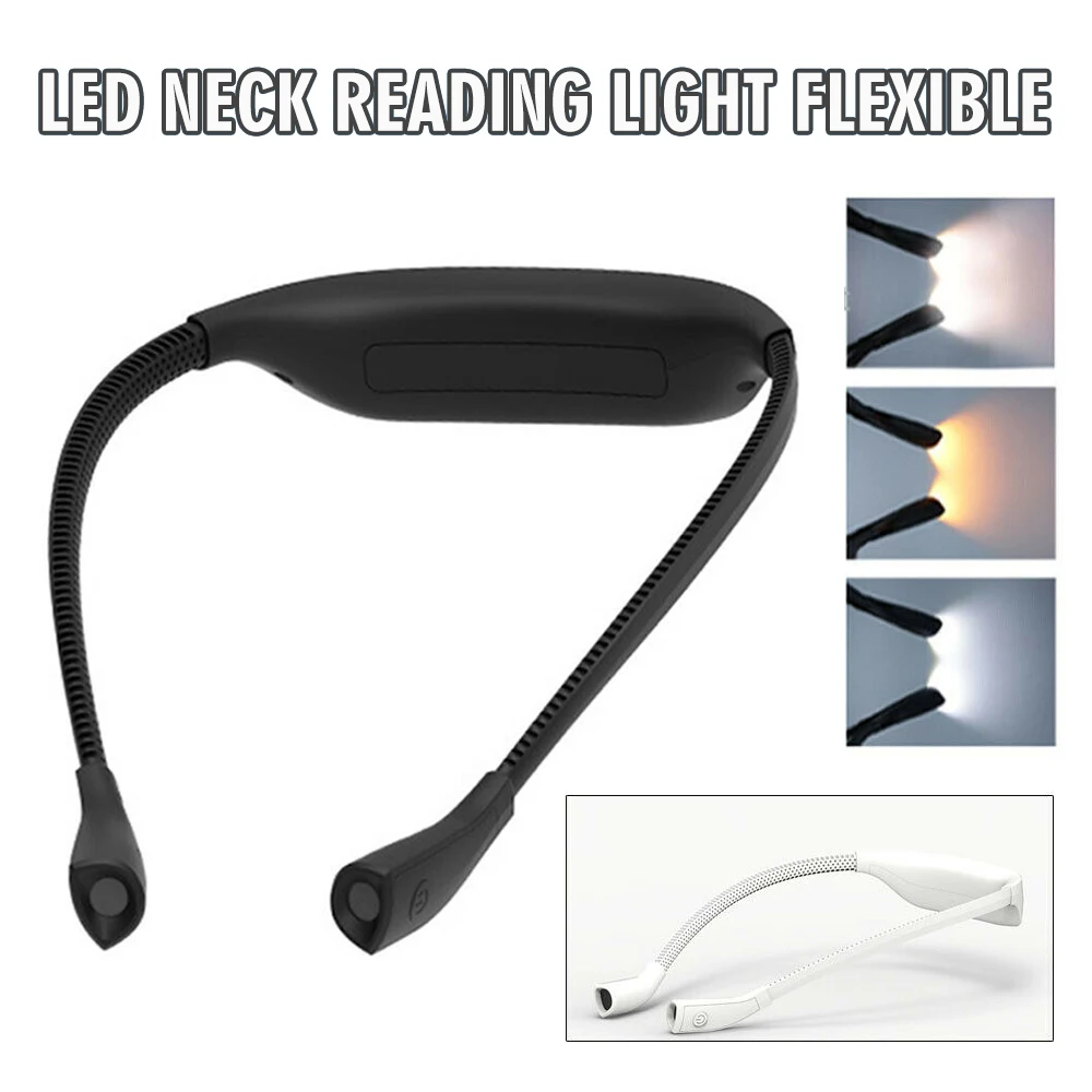 1pc Flexible Led Neck Reading Light Usb Charging Dual Light Hands Free Night Book Lamp For