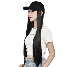 Женские длинные прямые парики синтетические волосы для наращивания с бейсбольной кепкой PXPB