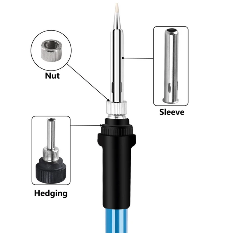 E5BE Soldering Iron Sleeve Welding Handle Sleeve/Steel Tube/Screw for Electronic Enthusiasts Professionals Lightweight