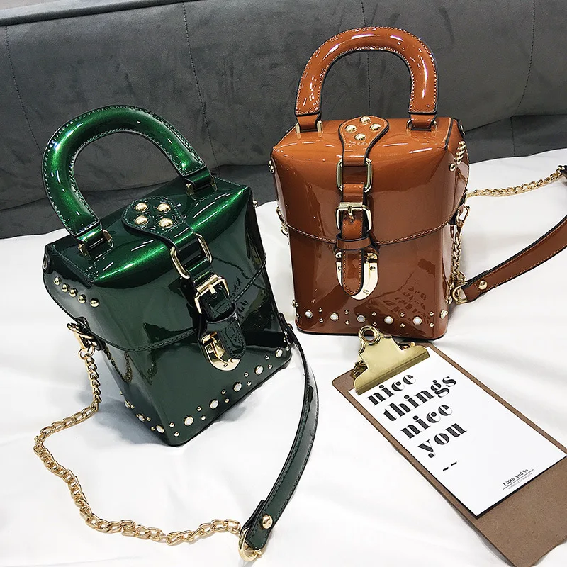 Bolsos PU Leather Crossbody Bags For Women Green rivet Shoulder Messenger Bag Lady Shopping Purses Handbags crossbody bags