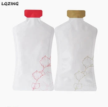 

50pcs Red/Gold Bottle Shaped Aluminum Foil Plastic Heat Seal Packaging Bags Flower Pattern Flat Bottom Liquid Powder Pouches