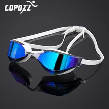 COPOZZ-Gafas de natación impermeables para hombre y mujer, lentes de natación profesionales, transparentes, dobles, antivaho, Anti-UV, con funda