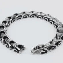 Гранда шик крутой Дракон из нержавеющей стали зерно человек браслеты для мужчин Панк Рок Киль мужские браслеты и браслеты ювелирные изделия браслет 22 см