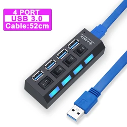 Premium Multi-Port USB Hub with Power Switch - Enhanced Connectivity and Versatility (3.0 USB 4 port)