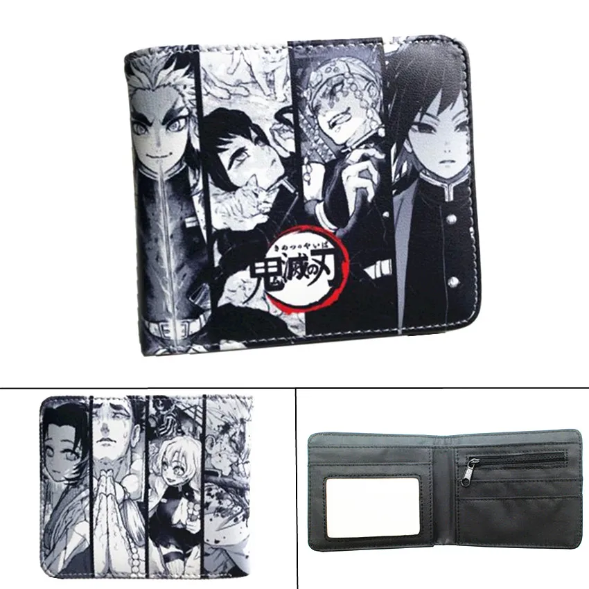 Аниме демон убийца Kimetsu no Yaiba PU кошелек для мальчиков и девочек на молнии карман для монет кожаный короткий двойной держатель для карт