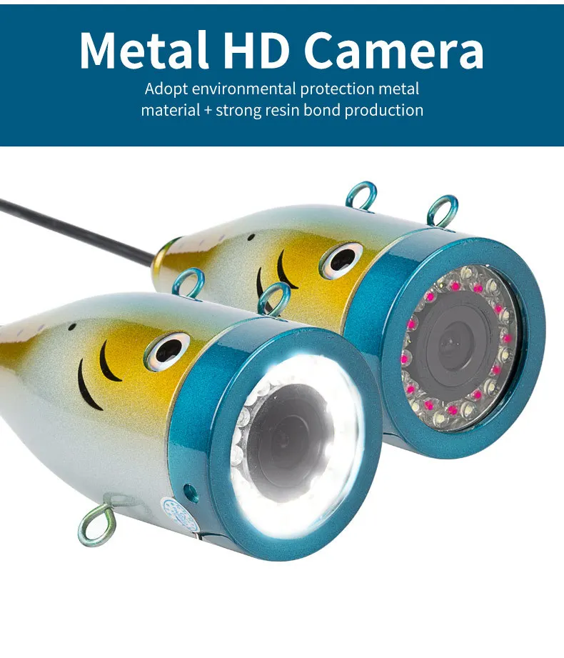 Рыболокаторы 15/30/50M DVR HD 1000TVL Подводная охота Видео рыбалки Камера для рыбалки " монитор 12 шт ИК+ 12 шт. в упаковке, Белый светодиодный