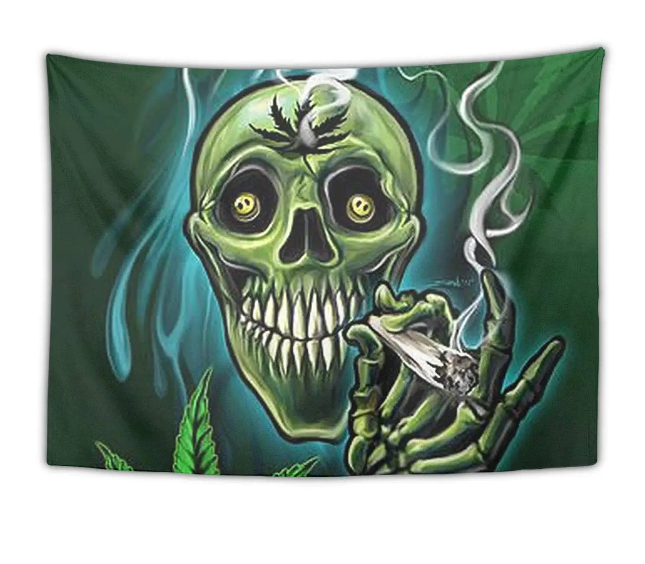 Weed Leaf Sugar Skull Wall Hanging Throw Wall Decor for Living Room Bedroom