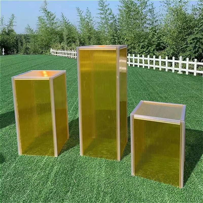 Yellow 3PC Модные свадебные креативные реквизиты декоративные геометрические дорожные свинцовые подставки для торта Пластиковые Столбы цветочный горшок дорожные свинцовые подставки Вечерние - Цвет: Yellow 3PC