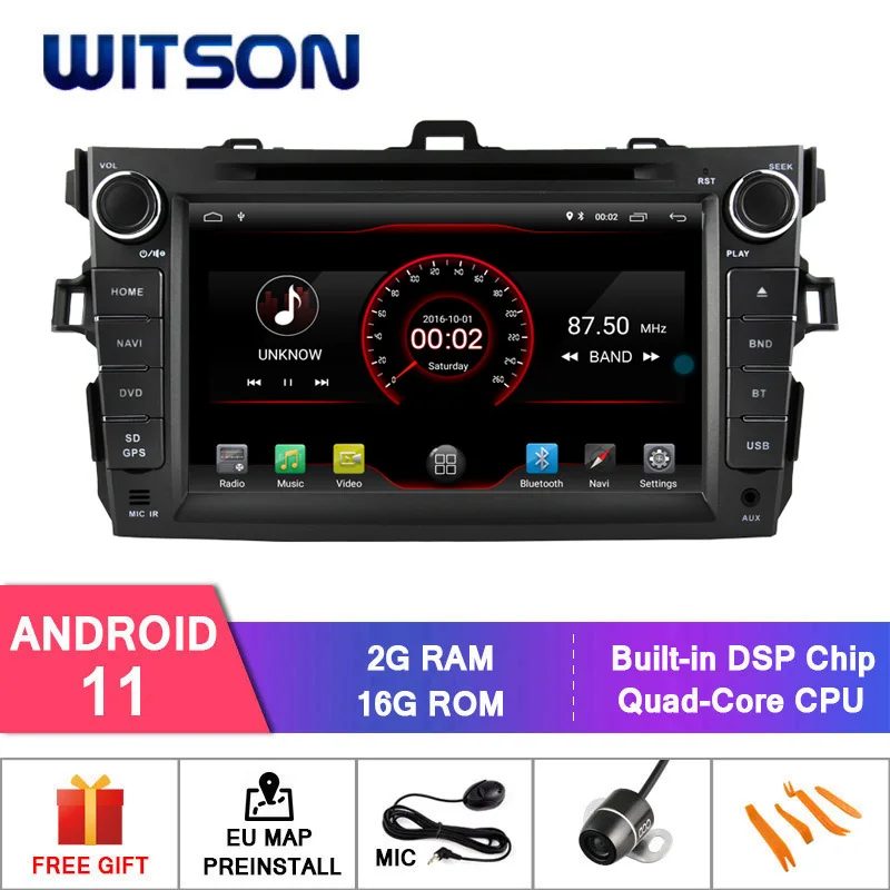 WITSON Android 11 автомобильный DVD-плеер для TOYOTA COROLLA 2007-2012 DVD GPS Радио MIRROR LINK/ 4G/DVR/DAB/OBD/TPMS